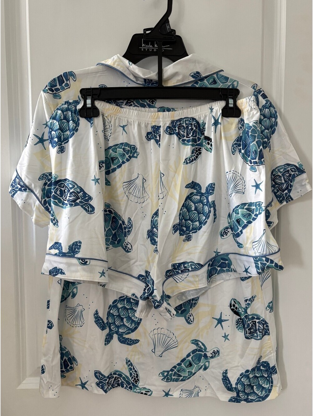 Pijama Mujer Talla XL Short y Camisa Manga Corta Estampado Tortugas Marinas